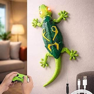 VikriDA Rechargeable Remote Control Robot Lizard | 360° Rotation, Low Noise, LED Lights | Fun Wall Crawler Prank Toy for Kids Ages 4+ (Green)