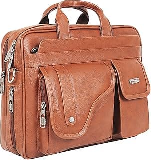 Laptop bags for men office use | Synthetic Leather Laptop Bag for Man Women, 15.6" Compatible Laptop, Macbook, Macbook Pro Messenger Bags for Men & Women (1-Tan Bag)
